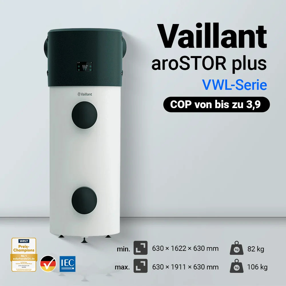 Vaillant aroSTOR plus VWL B 200/6 230V Warmwasserwärmepumpe – 202 Liter