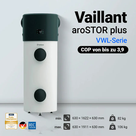Vaillant aroSTOR plus VWL B 200/6 230V Warmwasserwärmepumpe – 202 Liter