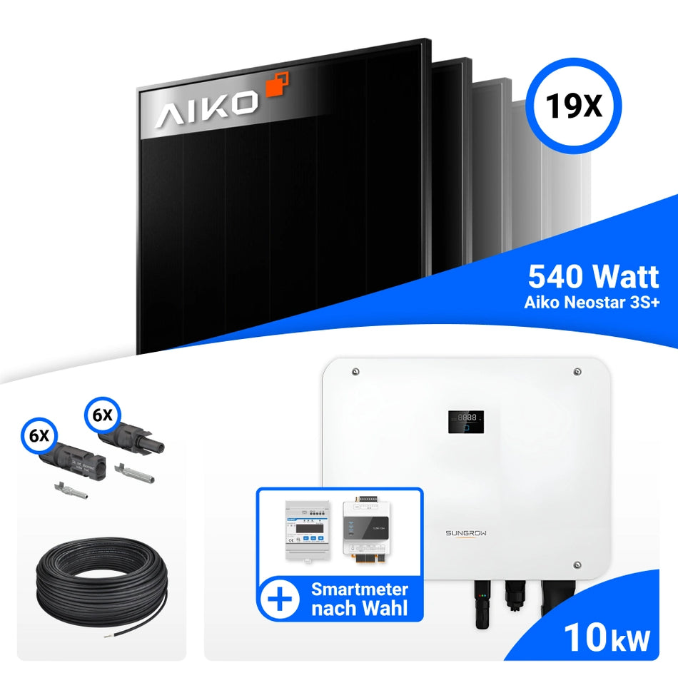 PV Komplettset 10 kWp – 19x AIKO 540W Full Black & Sungrow SH10T mit Speicheroption