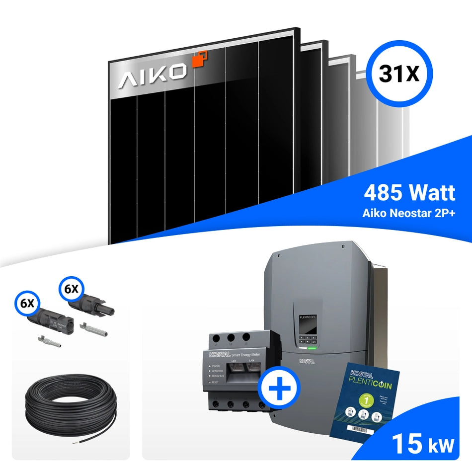 Lieferumfang PV Komplettset 15 kWp AIKO und Kostal