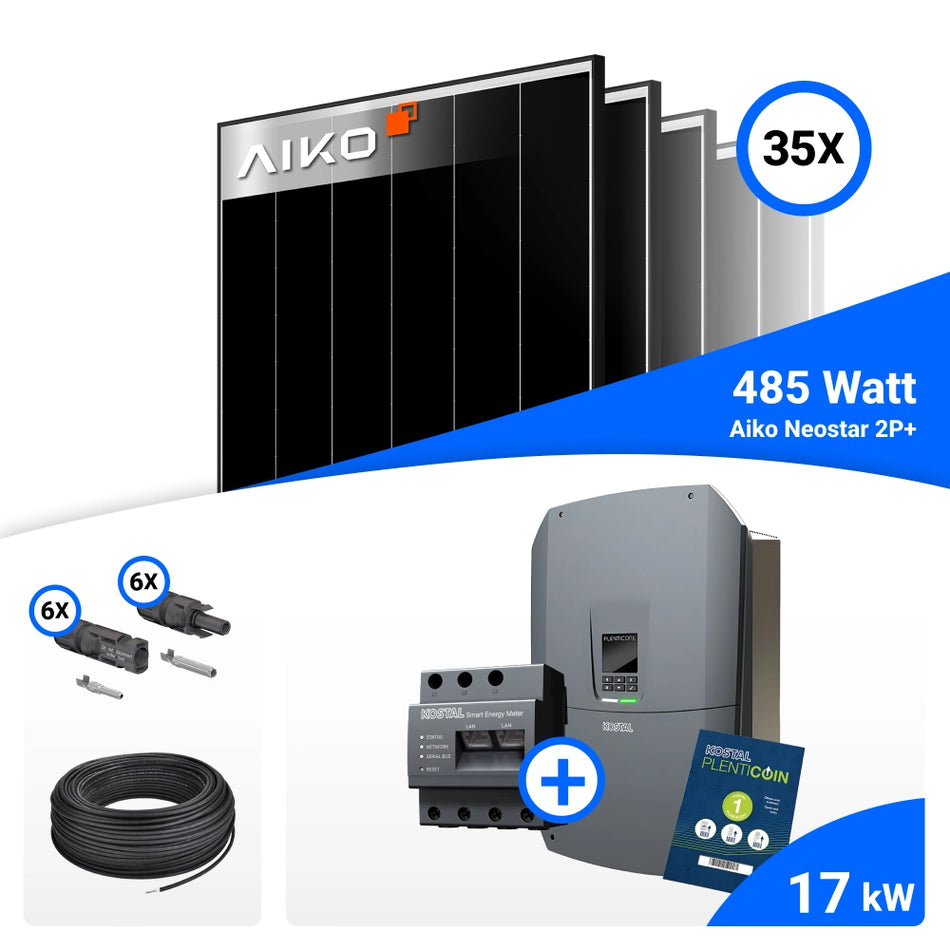 Lieferumfang PV Komplettset 17 kWp AIKO und Kostal