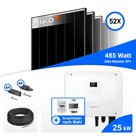 Lieferumfang PV Komplettset 25 kWp AIKO und Sungrow