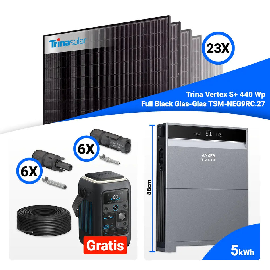 PV Komplettset 10 kWp – 23x Trina 440W Full Black Bifazial & Anker X1-H10K-T mit Speicheroption