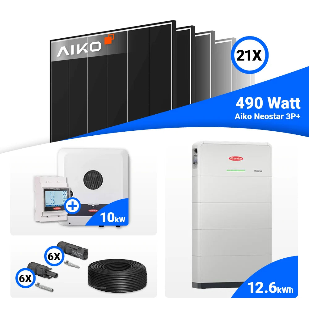 Photovoltaiksystem 10 kWp – AIKO 490W Modulleistung kombiniert mit Fronius GEN24