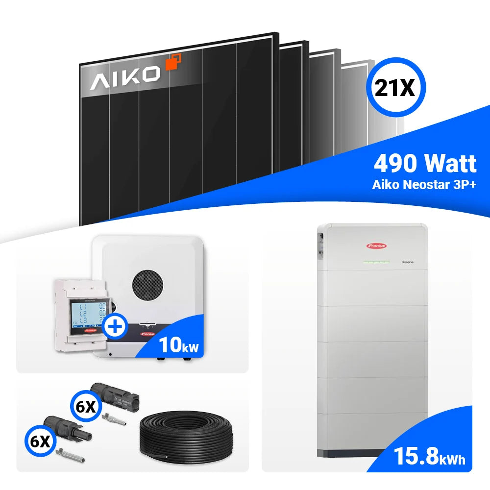 AIKO 490W Black Frame Module und Fronius GEN24 für moderne 10 kWp Solaranlage