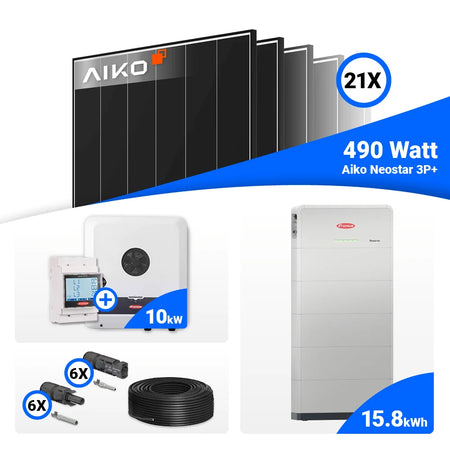 AIKO 490W Black Frame Module und Fronius GEN24 für moderne 10 kWp Solaranlage