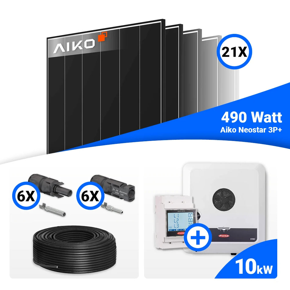 PV Komplettset 10 kWp – 21x AIKO 490W Black Frame & Fronius SYMO-GEN24 10.0 mit Speicheroption