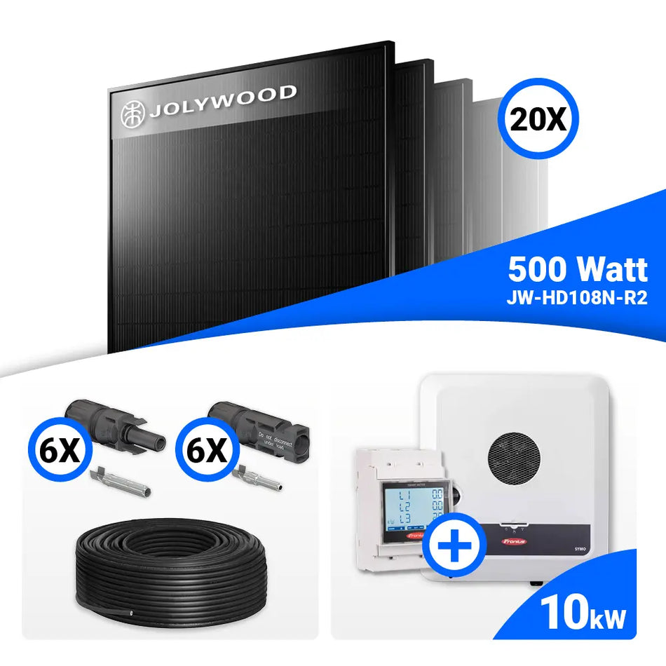 PV Komplettset 10 kWp – 20x Jolywood 500W Full Black & Fronius SYMO-GEN24 10.0 Plus mit Speicheroption