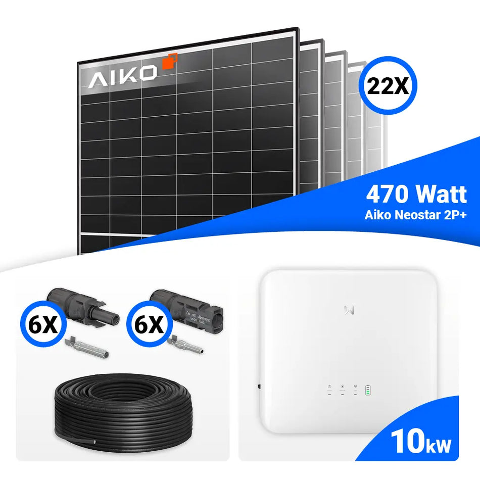 PV Komplettset 10 kWp – 22x AIKO 470W Black Frame & GoodWe GW10K-ET-20 mit Speicheroption