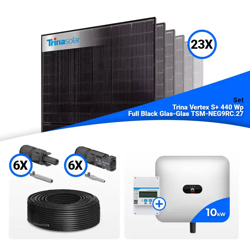 PV Komplettset 10 kWp – 23x Trina 440W Full Black Bifazial & Huawei SUN2000-10KTL-M1 mit Speicheroption