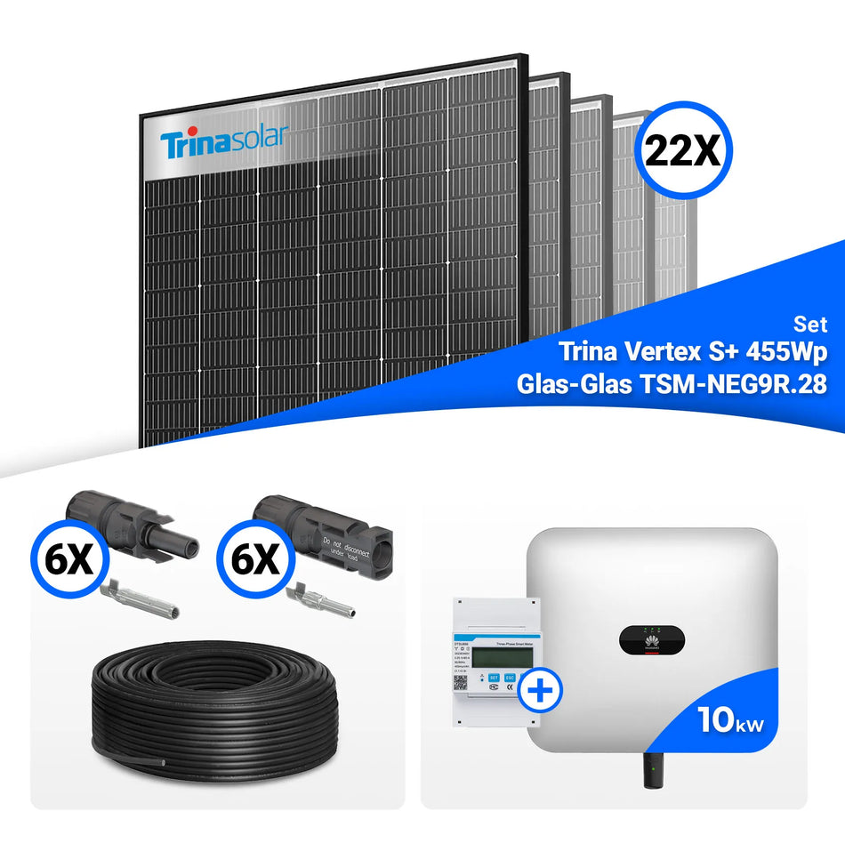 PV Komplettset 10 kWp – 22x Trina 455W Black Frame & Huawei SUN2000-10KTL-M1 mit Speicheroption