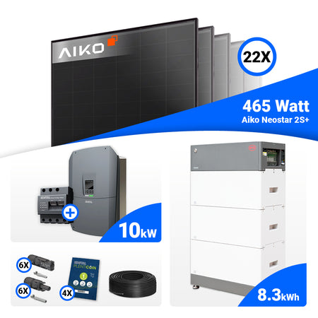 AIKO 465W Full Black Module im 10 kWp Komplettset mit Kostal Plenticore G3 M, vorbereitet für Batteriespeicher