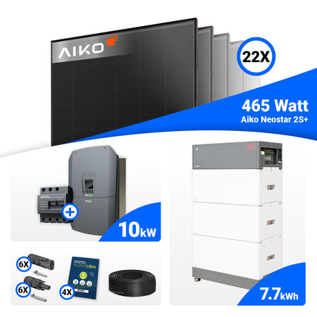 Solaranlage Komplettset 10 kWp mit Full Black AIKO 465W Modulen und Kostal Wechselrichter, erweiterbar um Speicher