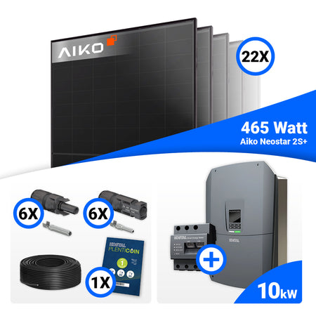 PV Komplettset 10 kWp mit 22 AIKO 465W Full Black Modulen und Kostal Plenticore G3 M, Speicheroption