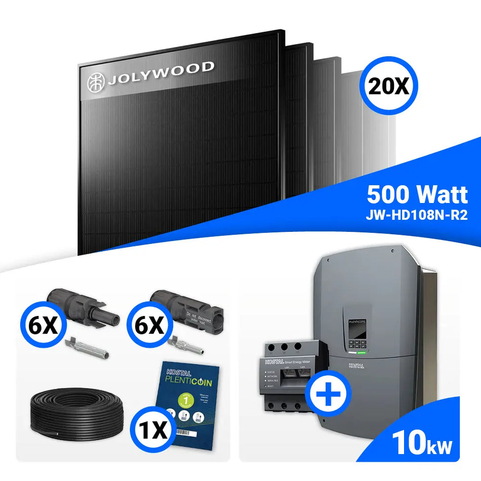 PV Komplettset 10 kWp – 20x Jolywood 500W Full Black & Kostal G3 M Plenticore mit Speicheroption