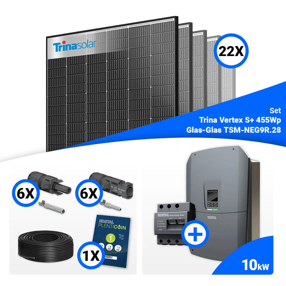 PV Komplettset 10 kWp – 22x Trina 455W Black Frame & Kostal G3 M Plenticore mit Speicheroption