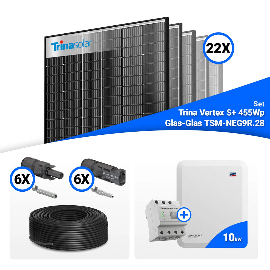 PV Komplettset 10 kWp – 22x Trina 455W Black Frame & SMA STP10.0-3SE-40 mit Speicheroption
