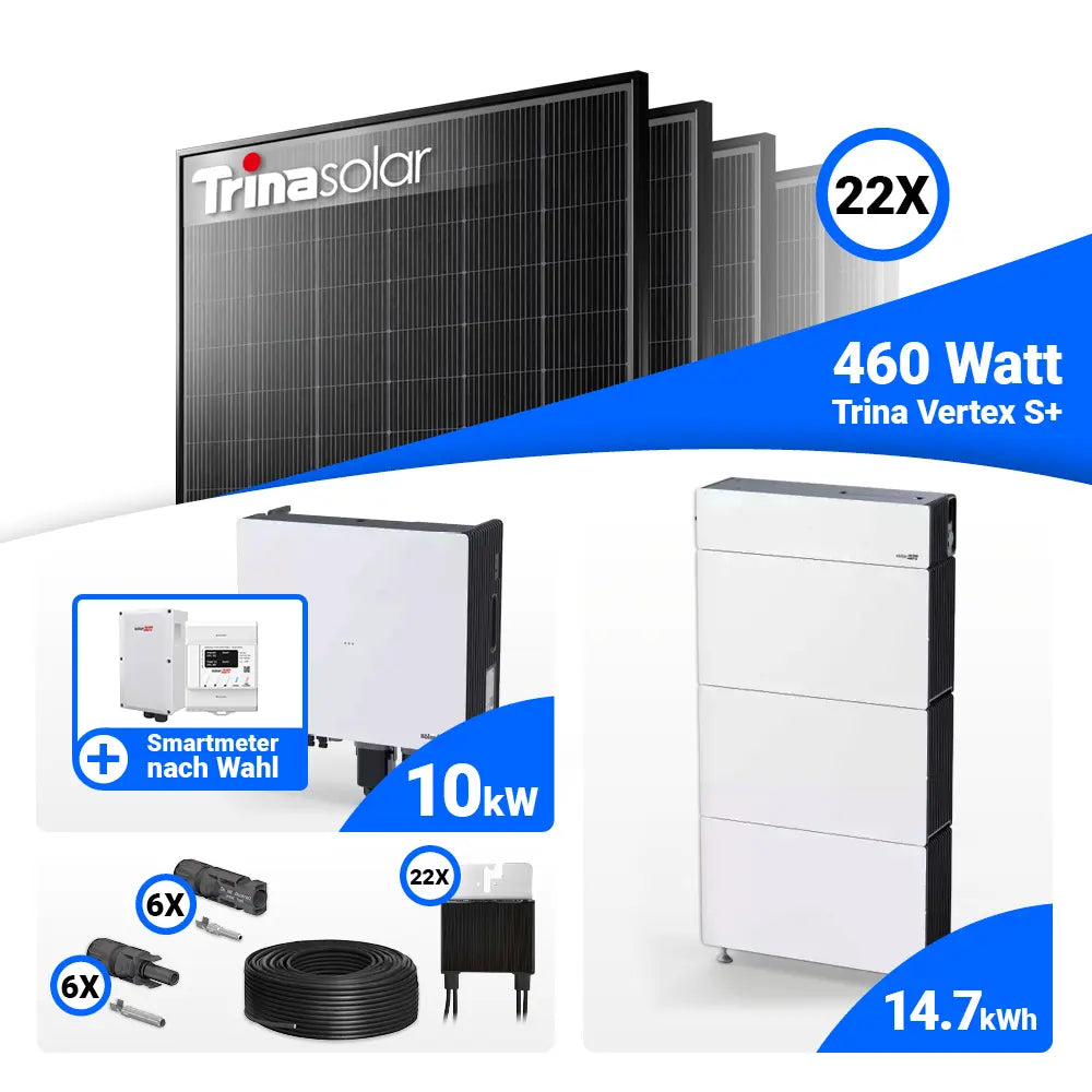 10 kWp PV-Komplettset mit Trina Solarmodulen und Speicher: SolarEdge Nexis Battery Stack 15
