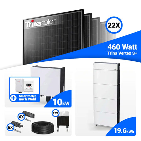 10 kWp PV-Komplettset mit Trina Solarmodulen und Speicher: SolarEdge Nexis Battery Stack 20