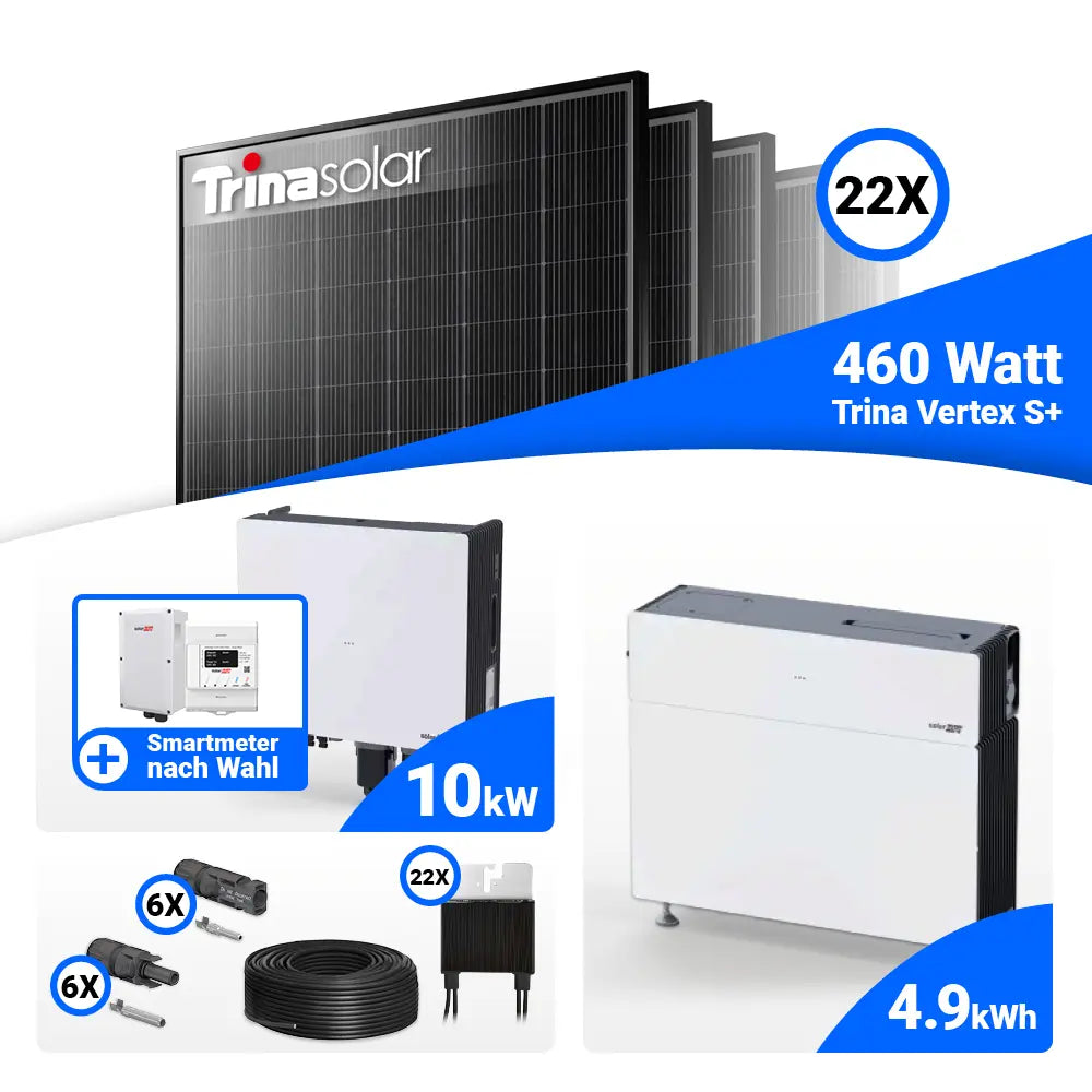 10 kWp PV-Komplettset mit Trina Solarmodulen und Speicher: SolarEdge Nexis Battery Stack 5