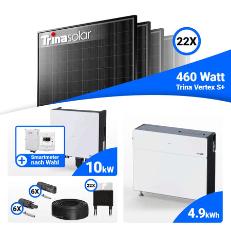 10 kWp PV-Komplettset mit Trina Solarmodulen und Speicher: SolarEdge Nexis Battery Stack 5