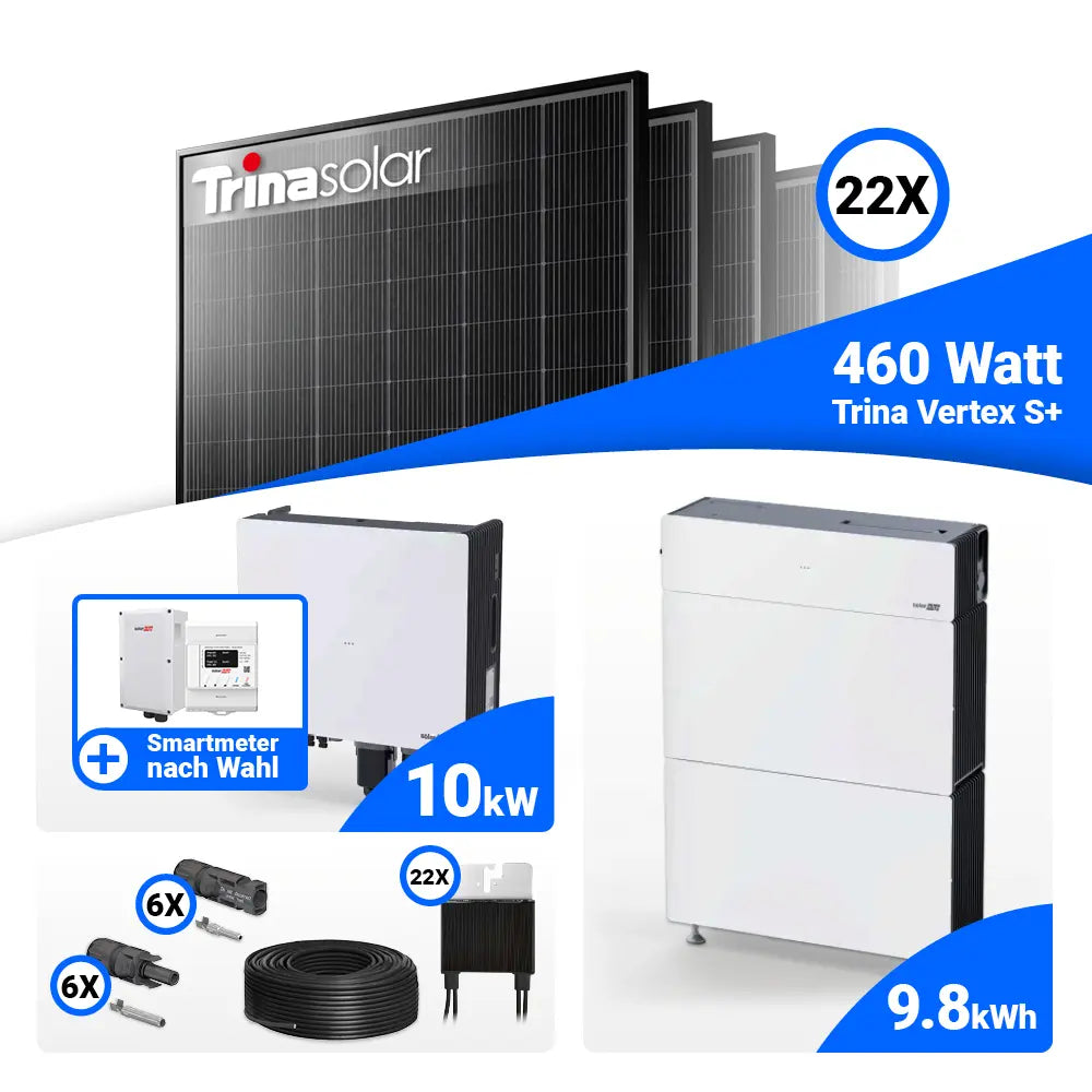 10 kWp PV-Komplettset mit Trina Solarmodulen und Speicher: SolarEdge Nexis Battery Stack 10