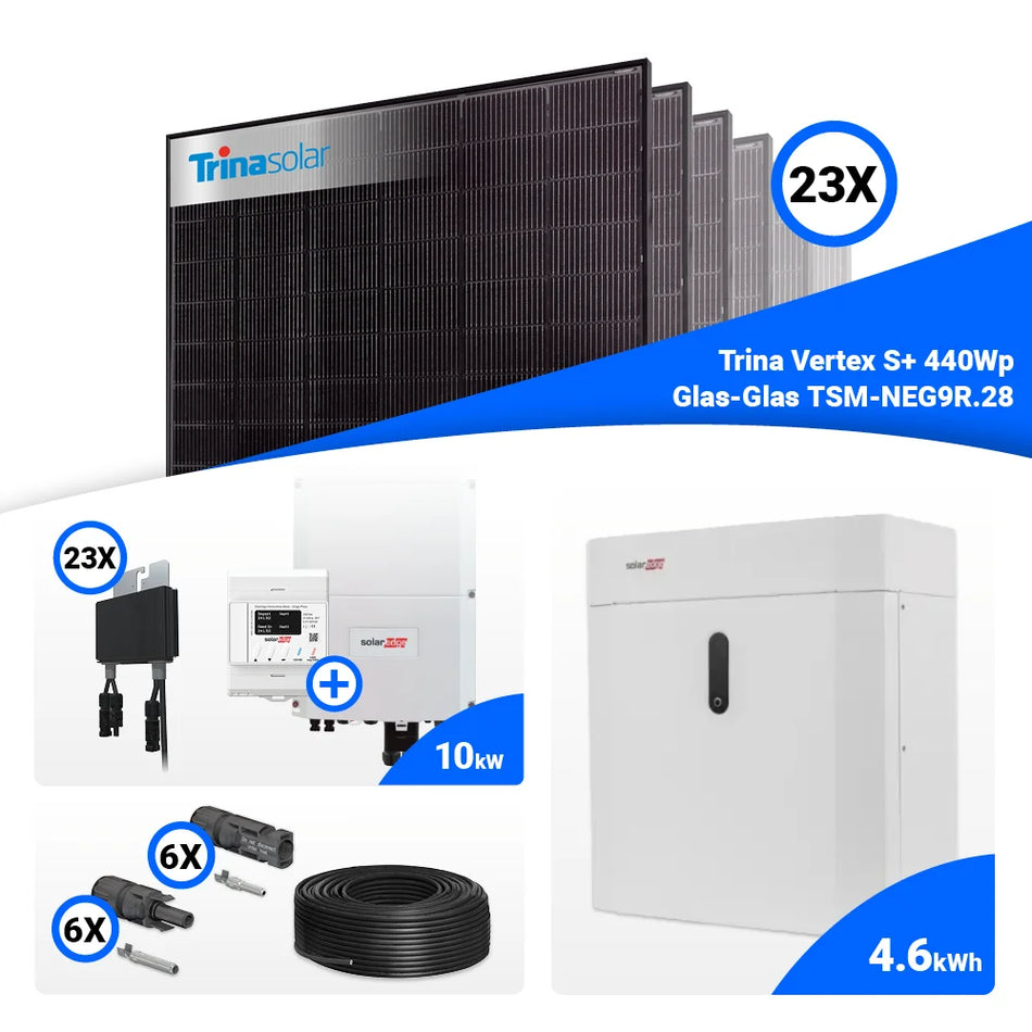 PV Komplettset 10 kWp – 23x Trina 440W Full Black Bifazial & Solaredge SE10K mit Speicheroption