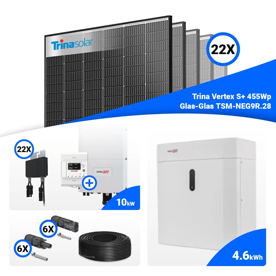 PV Komplettset 10 kWp – 22x Trina 455W Black Frame & Solaredge SE10K mit Speicheroption