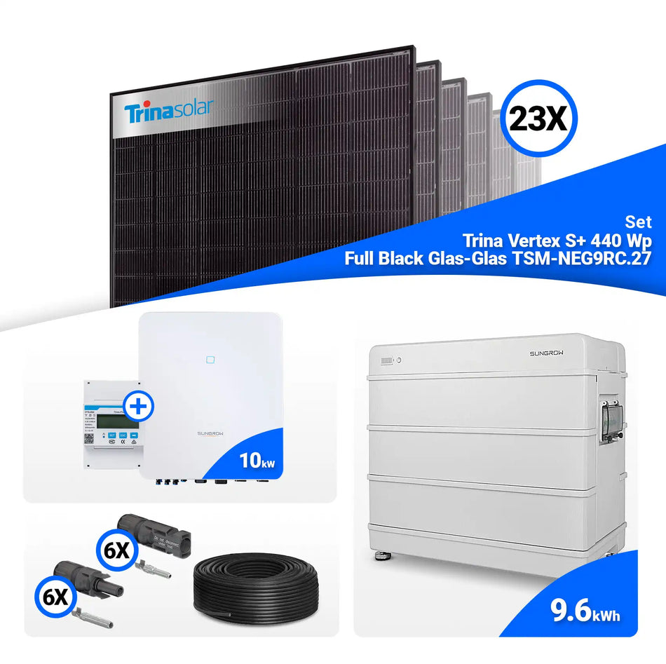 PV Komplettset 10 kWp – 23x Trina 440W Full Black Bifazial & Sungrow SH10.0RT-20 mit Speicheroption