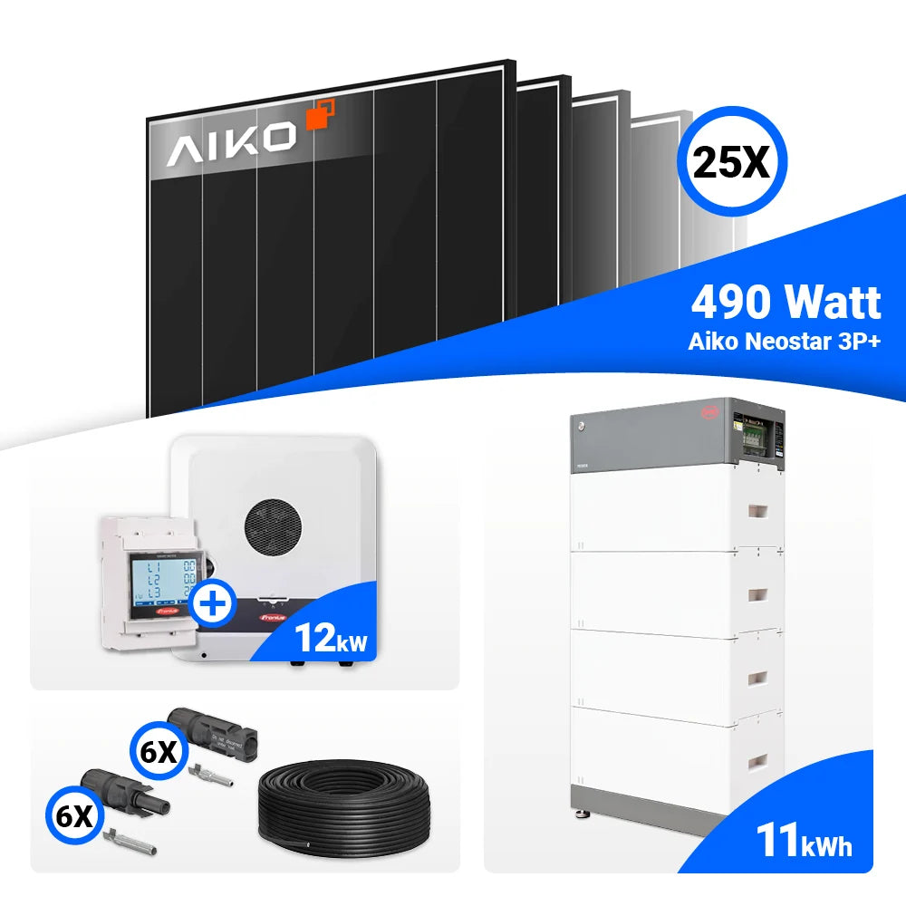 Fronius GEN24 12.0 Plus Hybridwechselrichter im 12 kWp PV System mit AIKO Hochleistungsmodulen