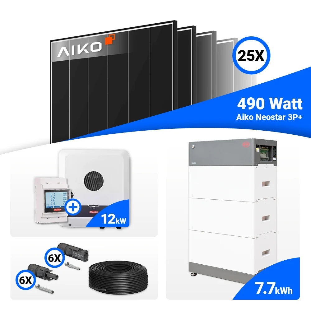 12 kWp Solaranlage mit AIKO 490W Panels und Fronius SYMO-GEN24-PLUS-SC Speicheroption