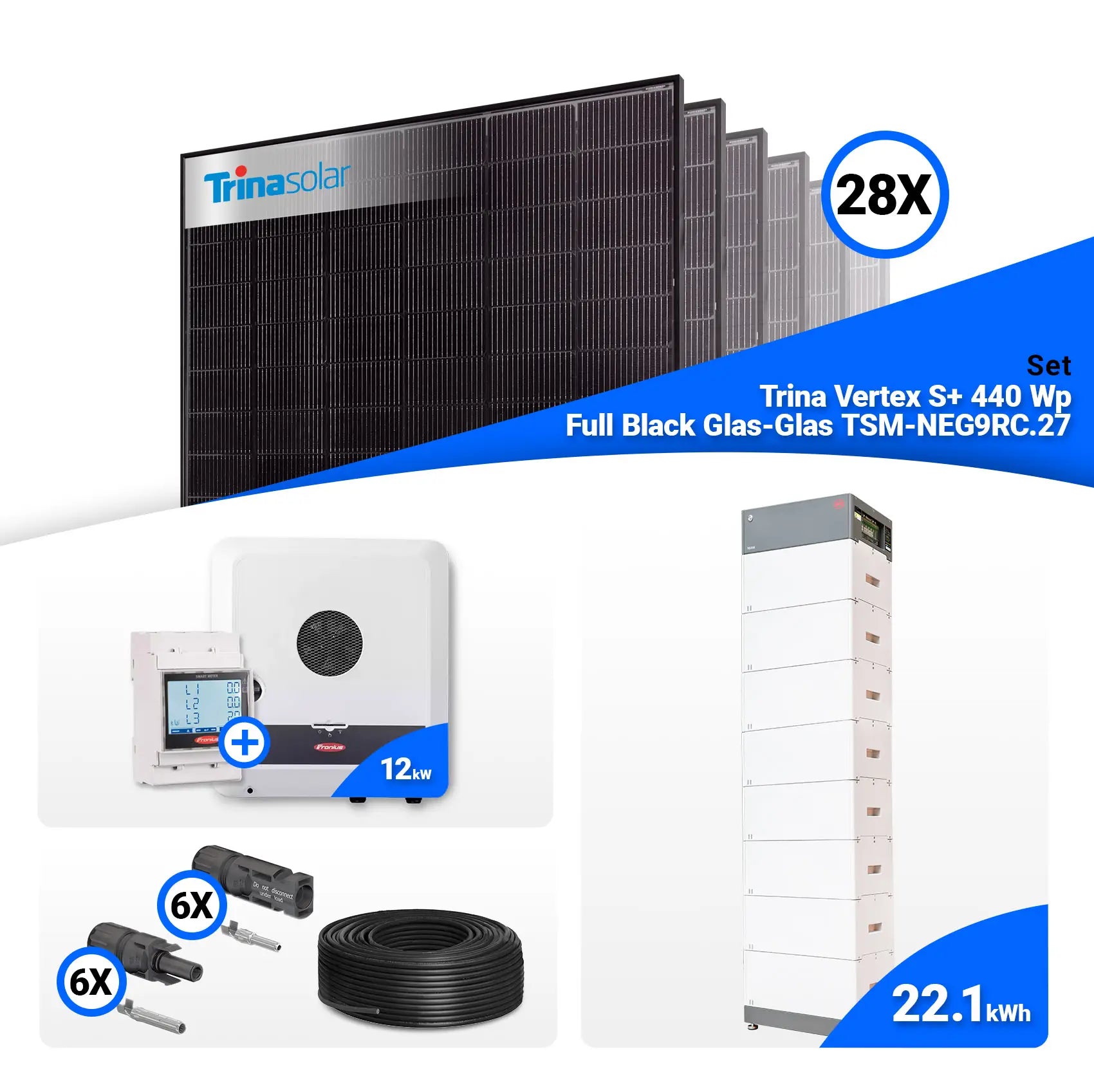 PV Komplettset 12 kWp – 28x Trina 440W Full Black Bifazial & Fronius SYMO-GEN24