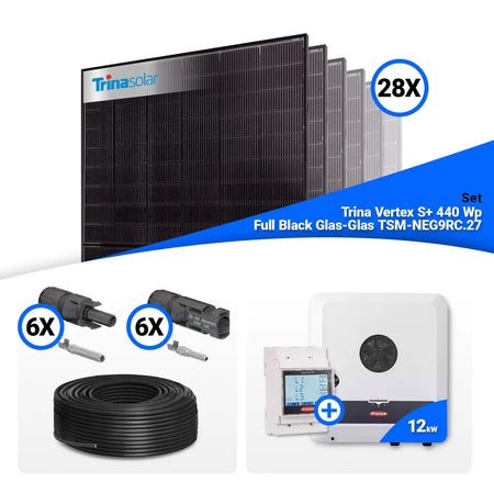 PV Komplettset 12 kWp – 28x Trina 440W Full Black Bifazial & Fronius SYMO-GEN24