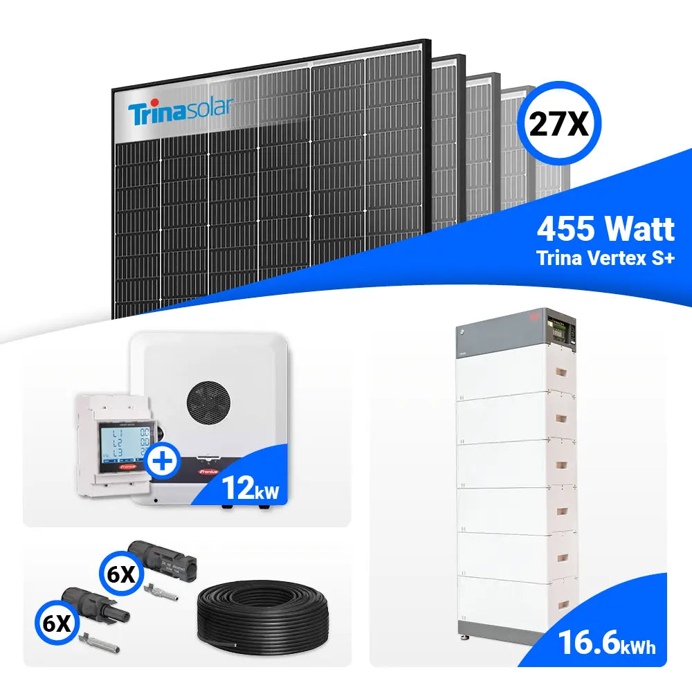 Photovoltaik Komplettset 12 kWp: Trina 455W Black Frame (27 Stück) & Fronius SYMO-GEN24-12.0-PLUS-SC