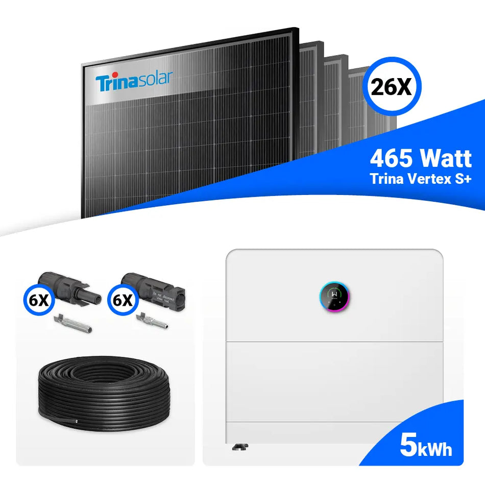 PV Komplettset 12 kWp – 26x Trina 465W Black Frame & GoodWe ESA All in One System