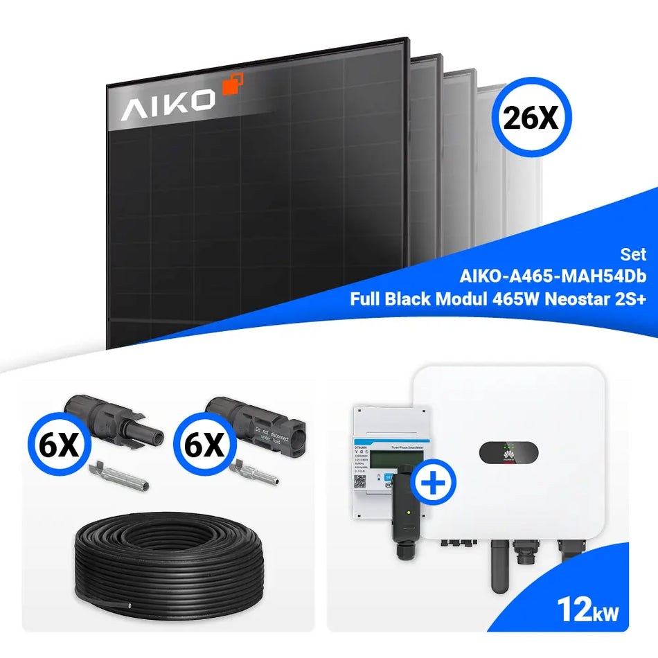 PV Komplettset 12 kWp – 26x AIKO 465W & Huawei MAP0 mit Speicheroption