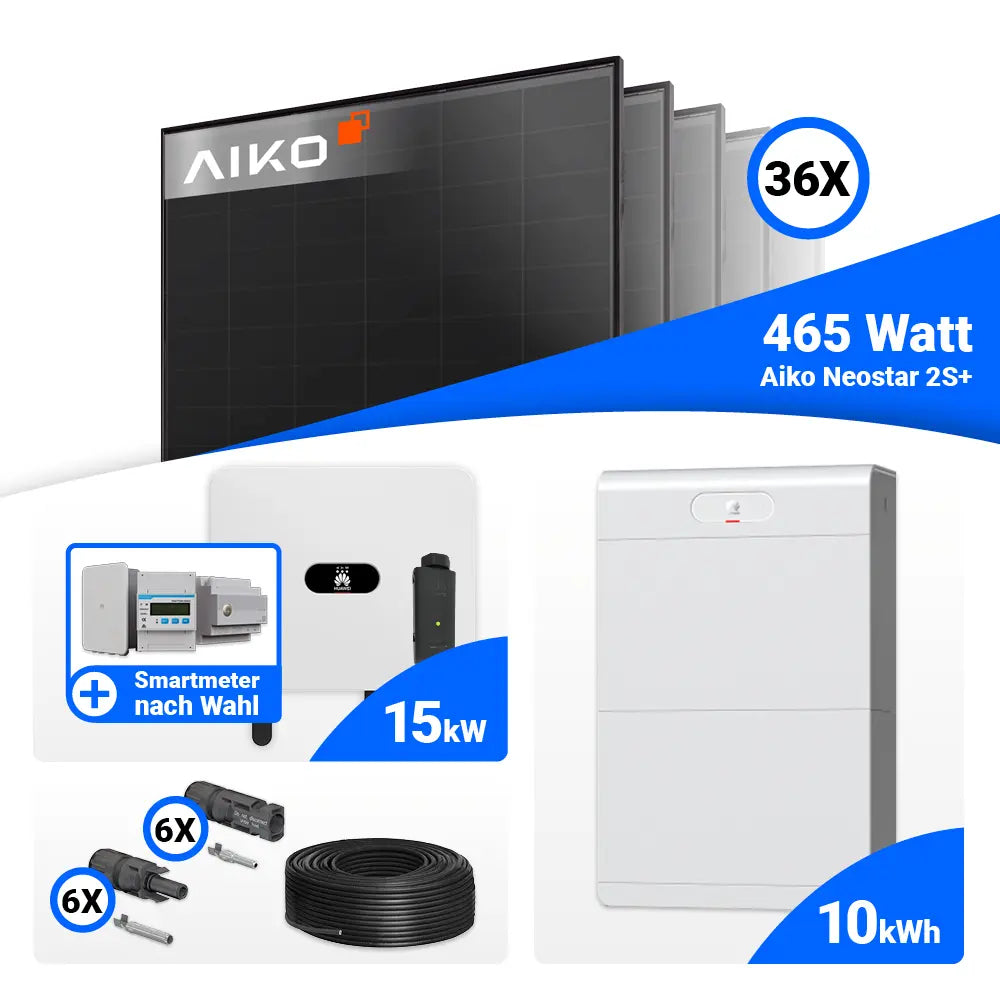 PV Komplettanlage 15 kWp AIKO Full Black Module Huawei
