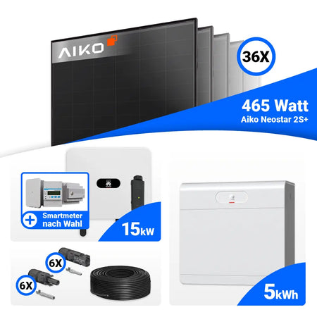 Photovoltaik Komplettset 15 kWp AIKO 465W Full Black Module