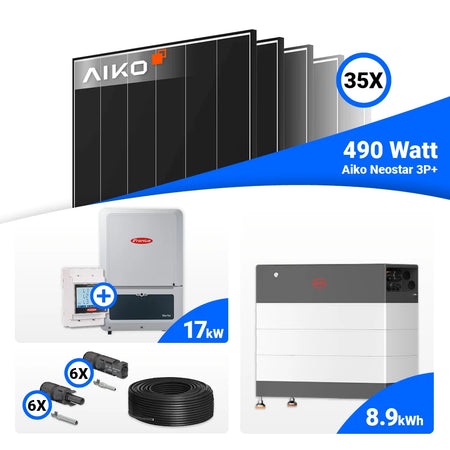 17 kWp Solaranlage mit AIKO 490W Panels und Fronius Verto Plus Speicheroption