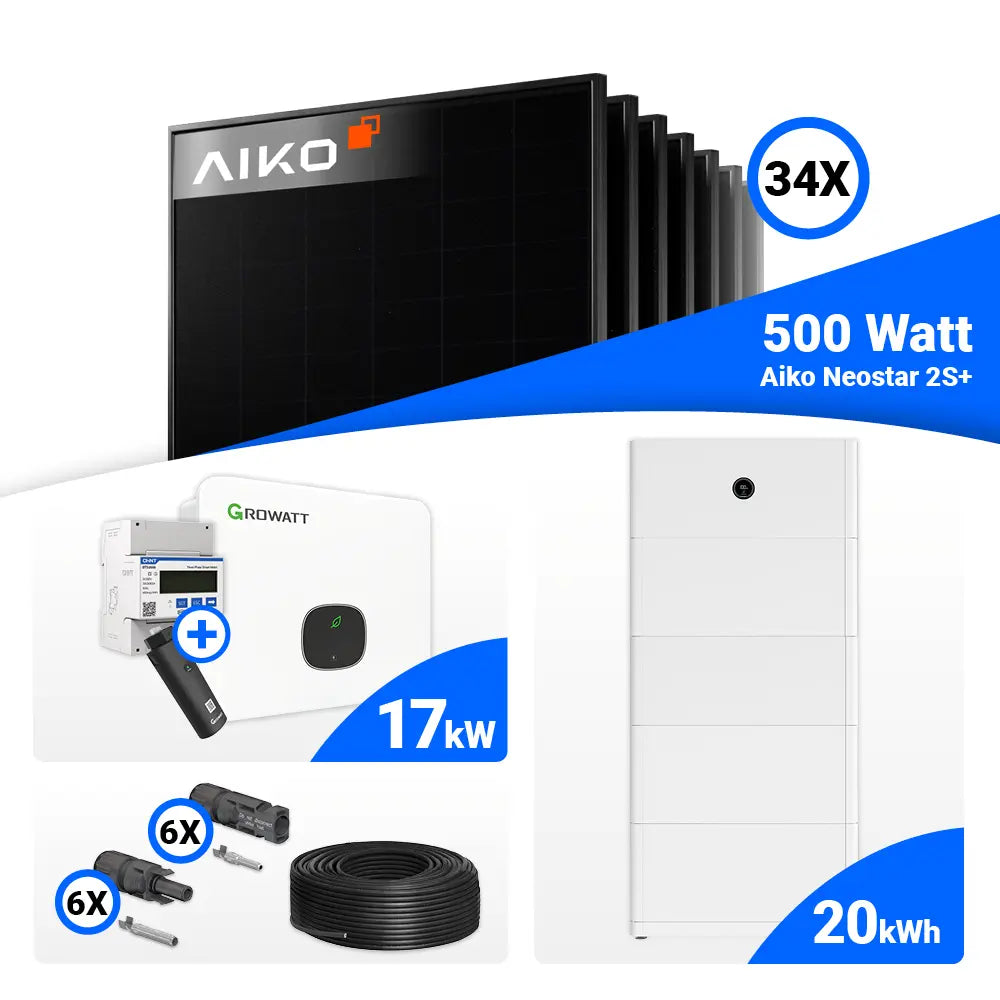 Photovoltaik Komplettset 17 kWp AIKO 500W Full Black Module
