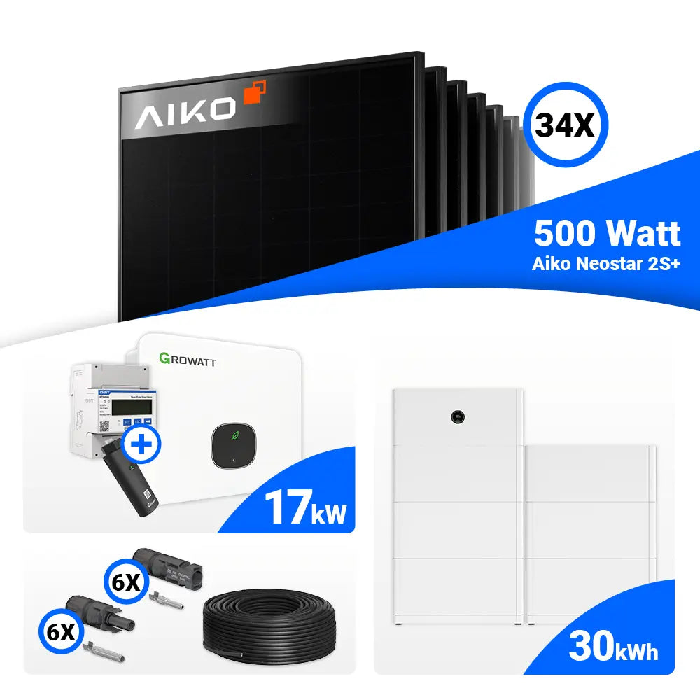 PV Komplettanlage 17 kWp AIKO Full Black Module Growatt