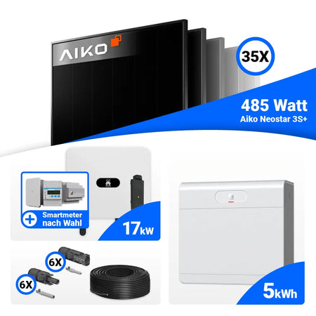 17 kWp Photovoltaik Set AIKO 485W Full Black Huawei SUN2000