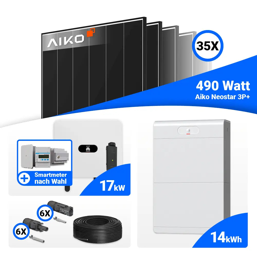 17 kWp PV Set AIKO 490W Black Frame Huawei Wechselrichter