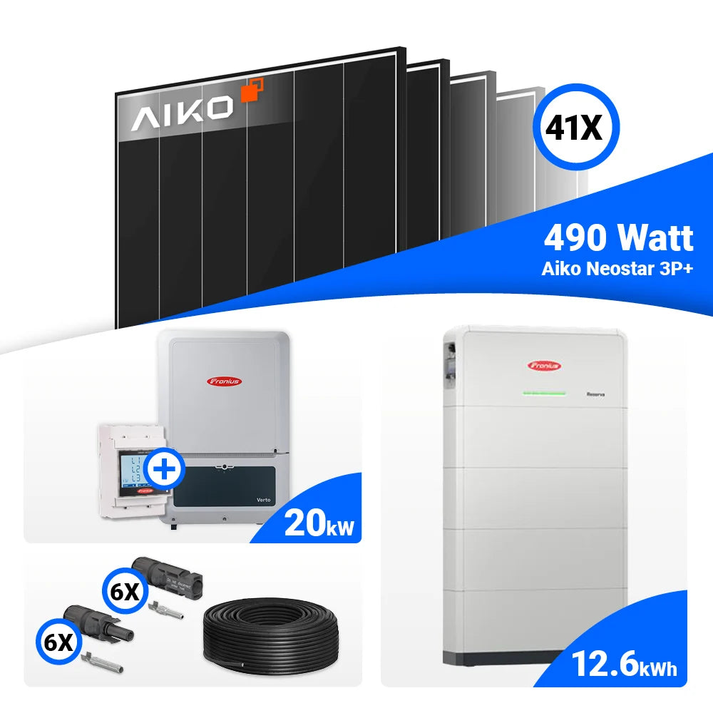 Photovoltaik 20 kWp – AIKO 490W Modulleistung und Fronius Verto Plus Hybridtechnik vereint