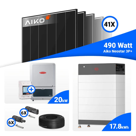 Fronius Verto Plus 20.0 Hybridwechselrichter im 20 kWp PV Komplettsystem mit AIKO Modulen