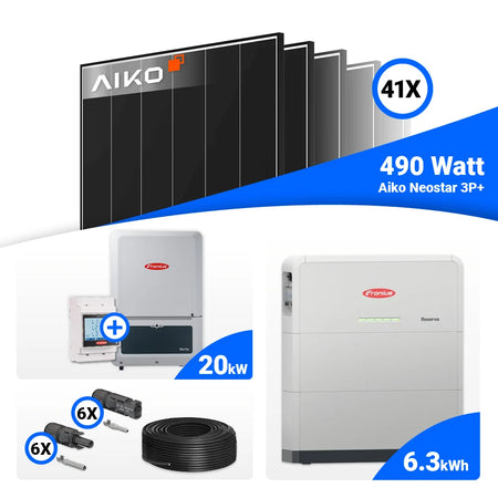 AIKO 490W Solarpanels im 41er Set für 20 kWp PV Installation mit Fronius Verto Plus