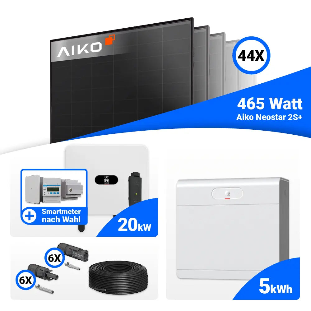 Photovoltaik Komplettset 20 kWp AIKO 465W Full Black Module