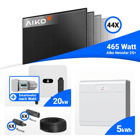 Photovoltaik Komplettset 20 kWp AIKO 465W Full Black Module