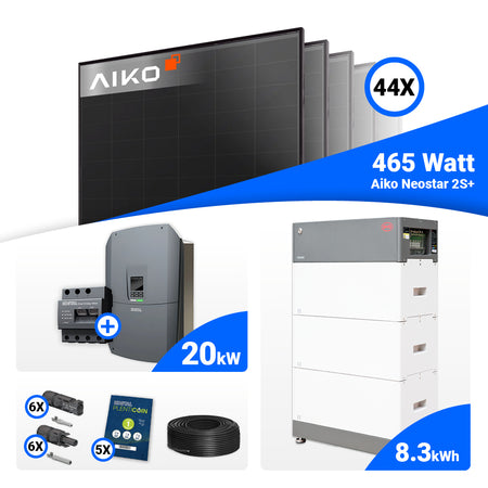 AIKO 465W Full Black Module im 20 kWp Komplettset mit Kostal Plenticore G3 L, vorbereitet für Batteriespeicher