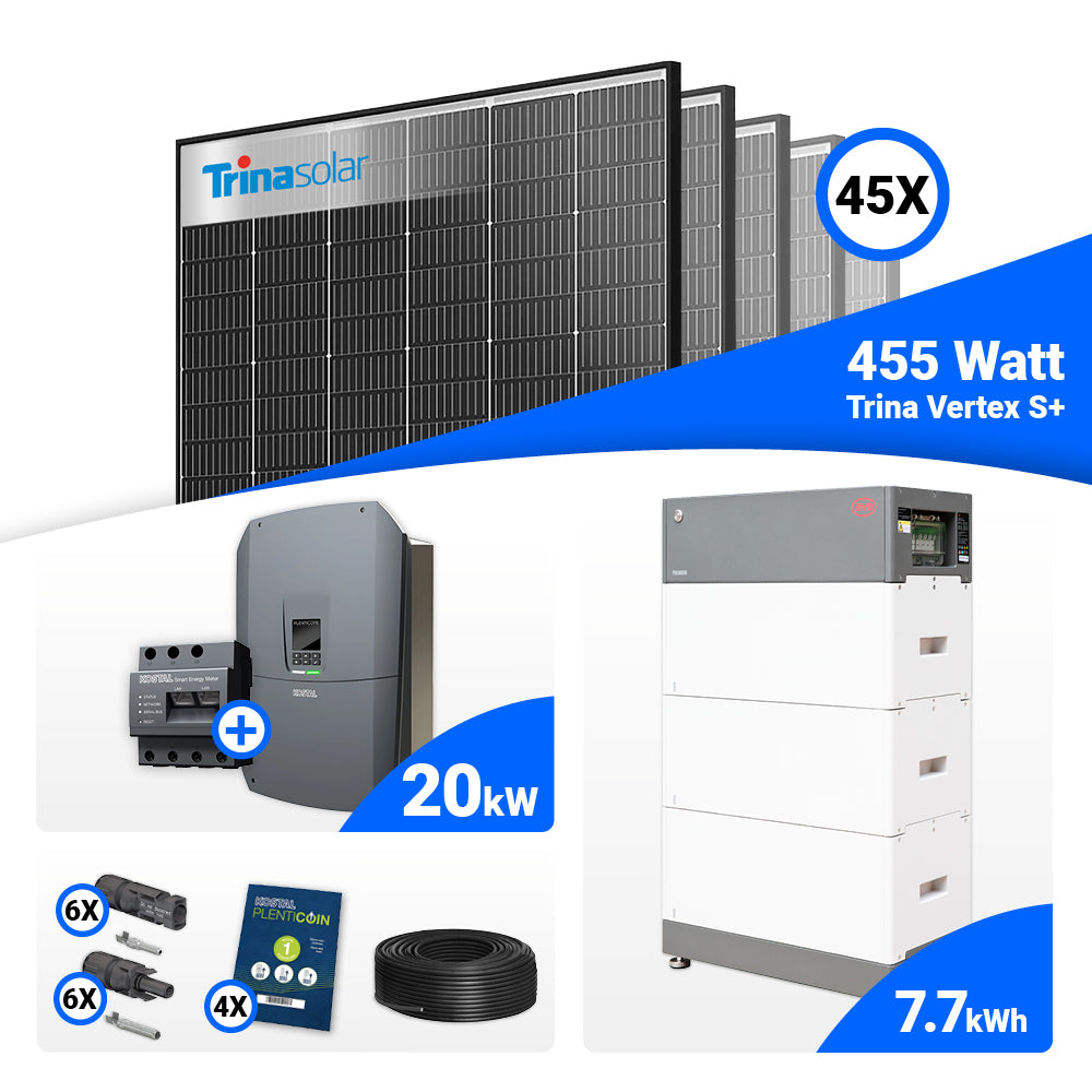 Solaranlage Komplettset 20 kWp mit Trina 455W Black Frame Modulen und Kostal Wechselrichter, erweiterbar um Speicher